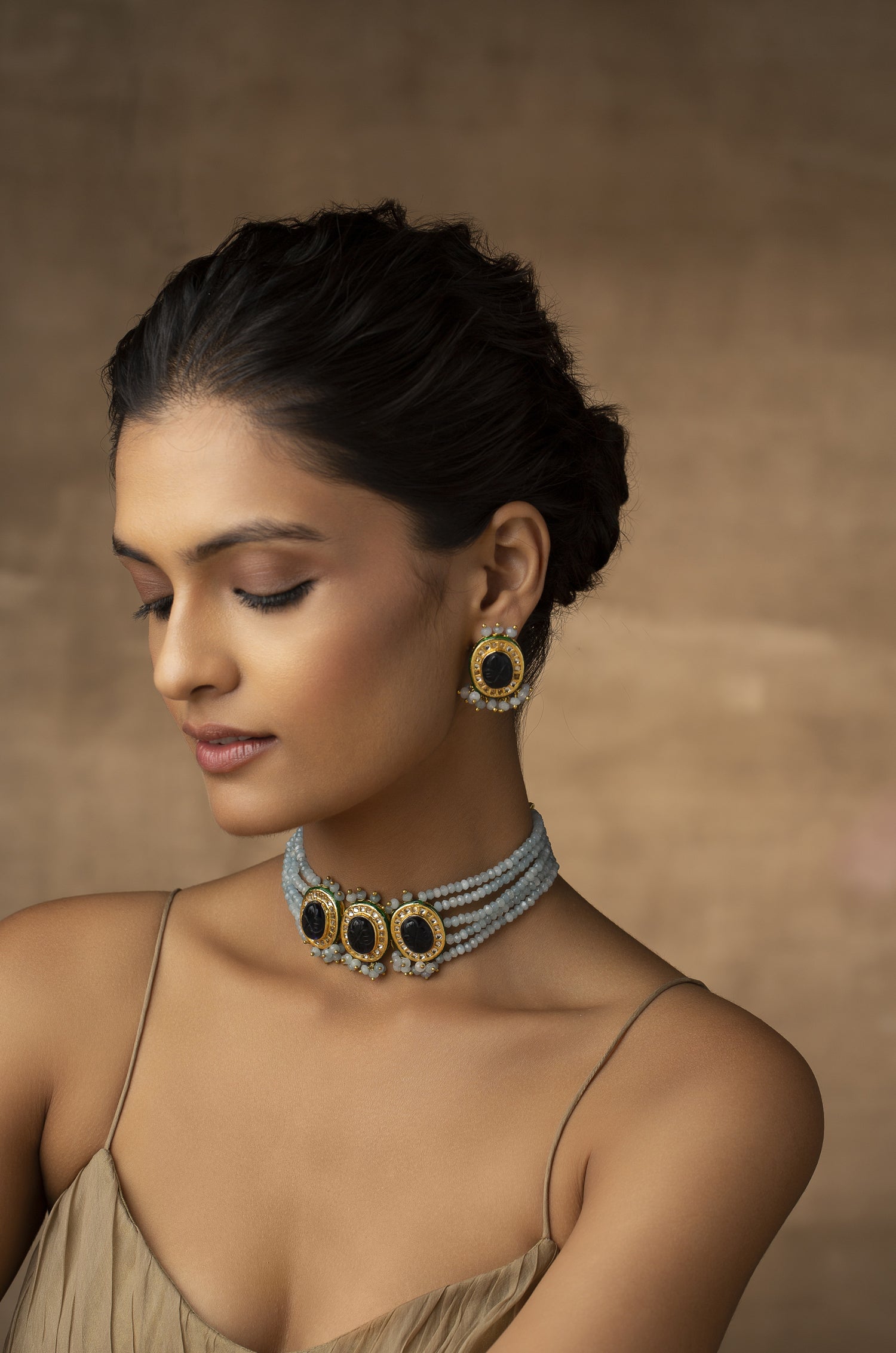 Purvi Blue Kundan Necklace Set Paisley Pop Shop