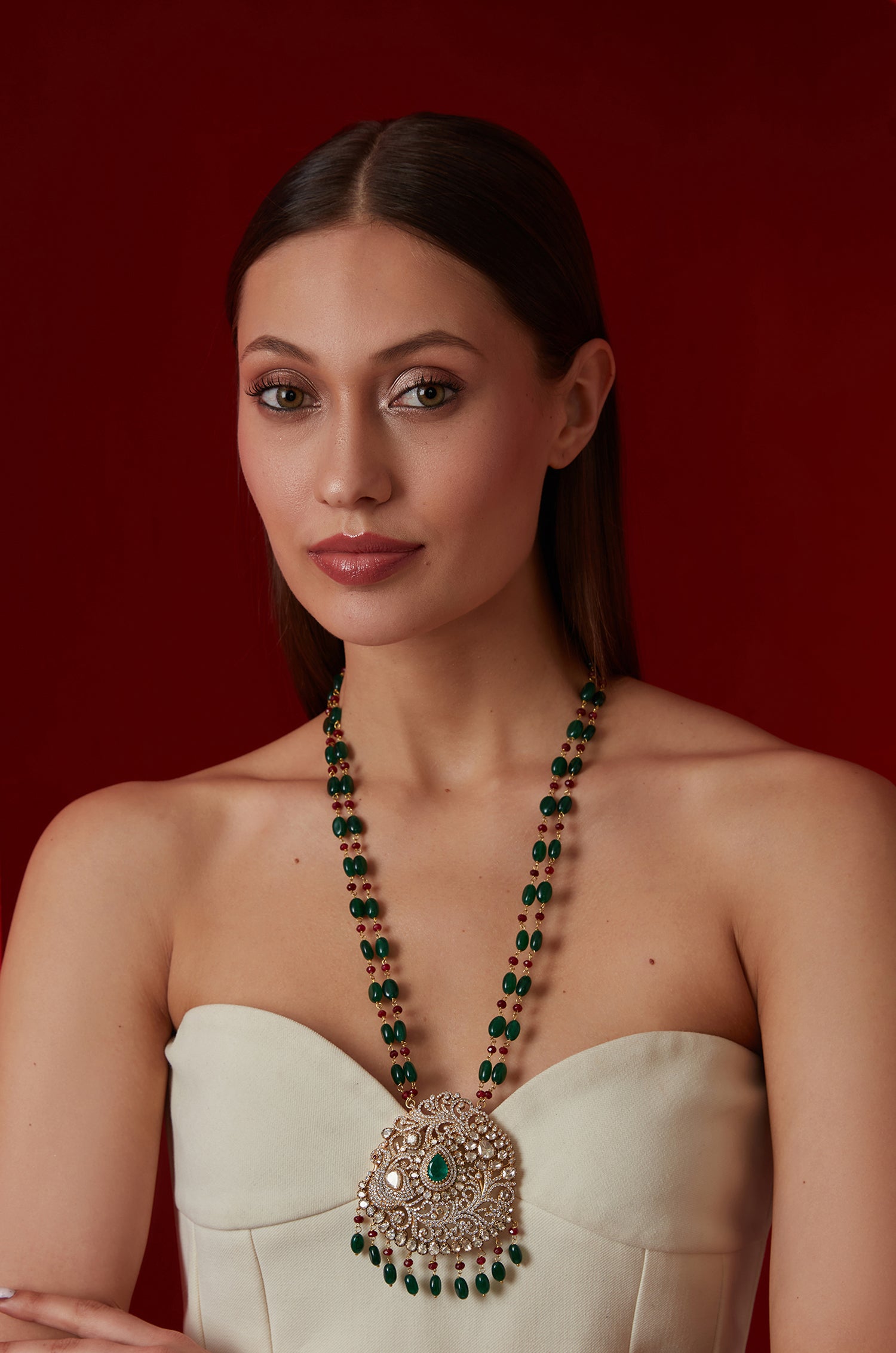 Zeel Moissanite Polki Silver Pendant Necklace Paisley Pop Shop