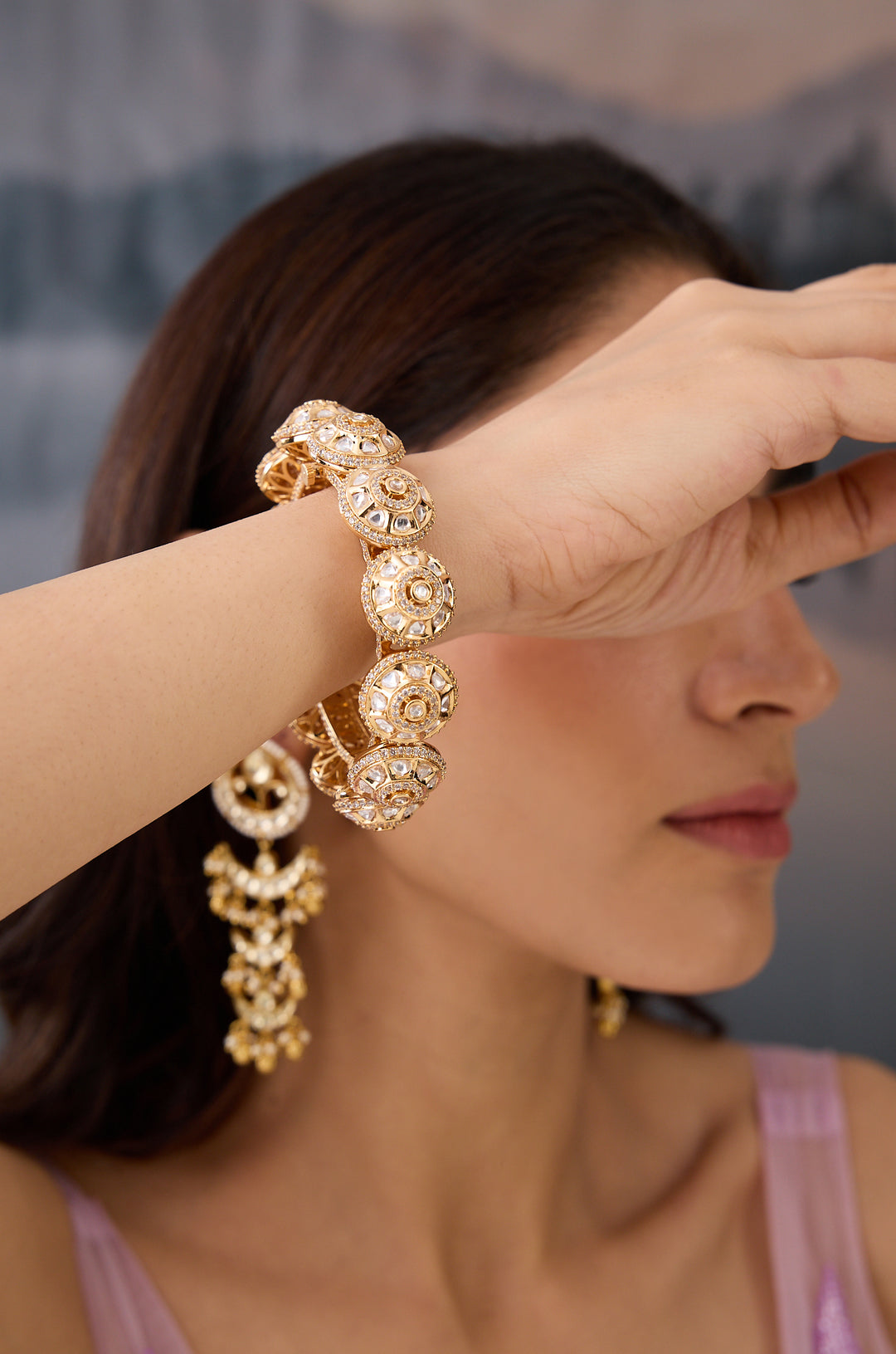 Hala Pearl Polki Pacheli Bangle