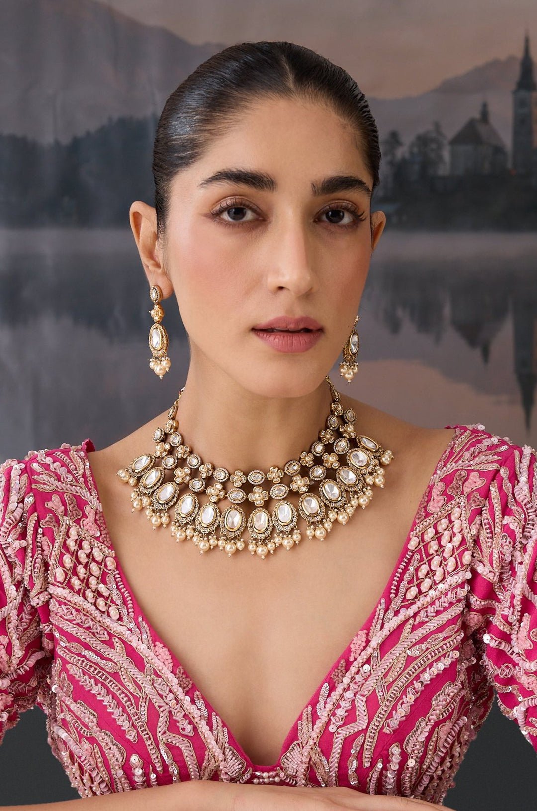 Aashwith Victorian Polki Necklace Set