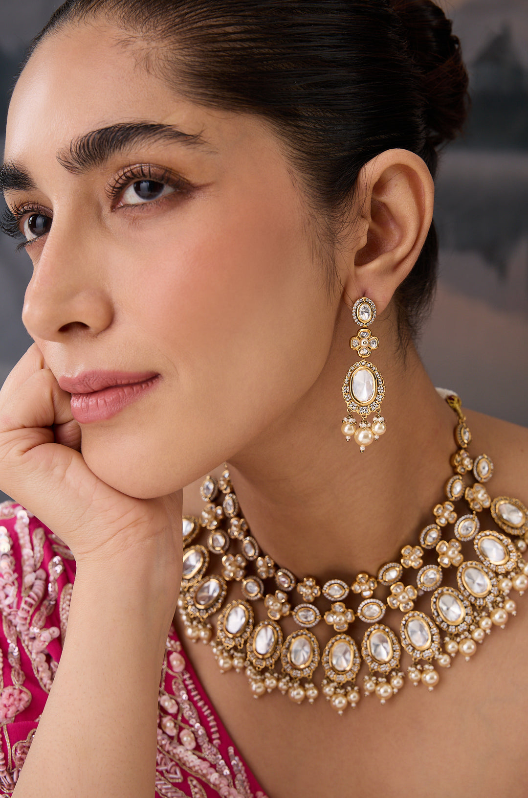 Aashwith Victorian Polki Necklace Set