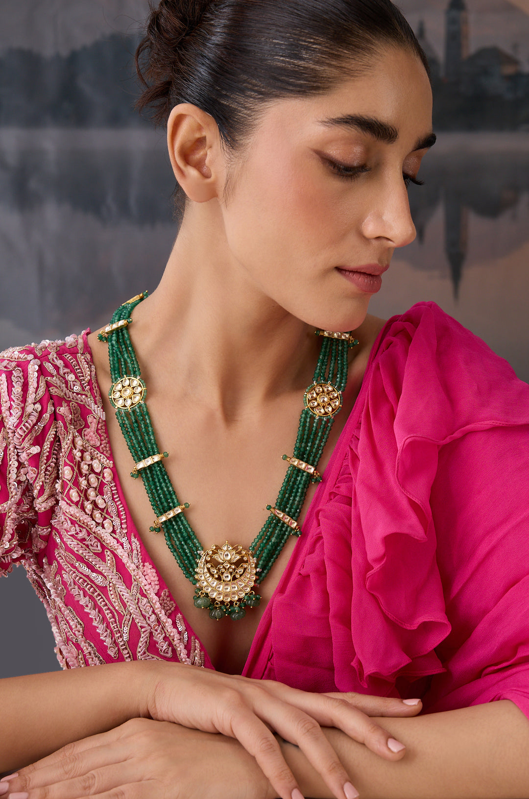 Salma Green Kundan Necklace