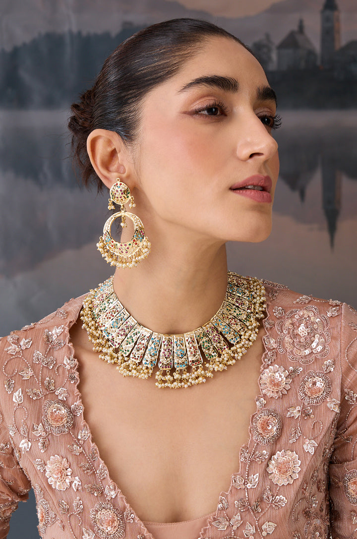 Shirin Multicolored Jadau Necklace Set