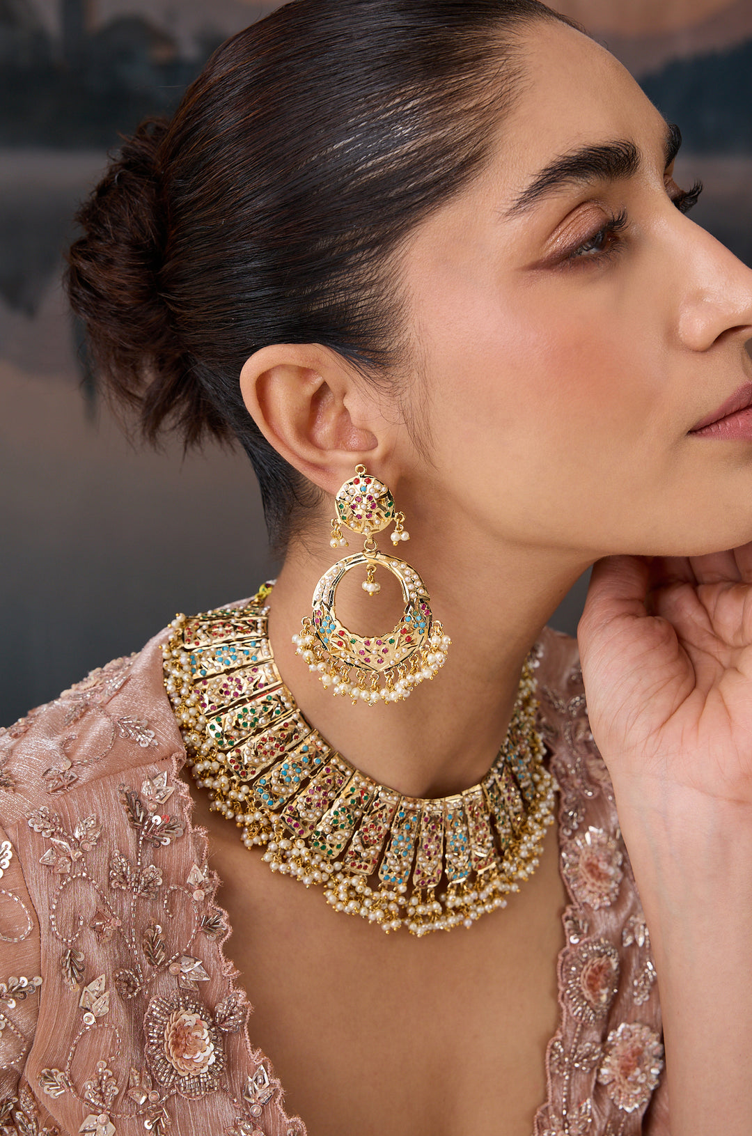 Shirin Multicolored Jadau Necklace Set