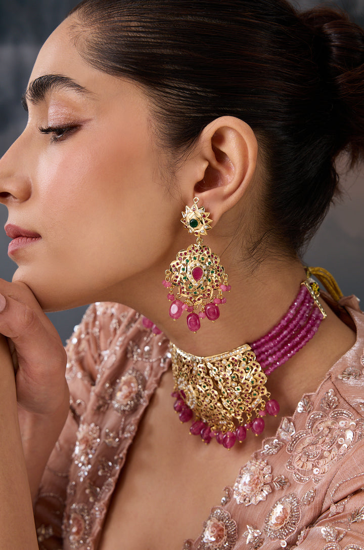 Amodini Pink Jadau Necklace Set