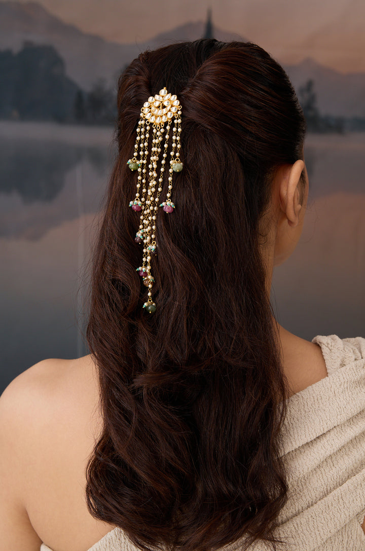 Madhur Kundan Braid Pin