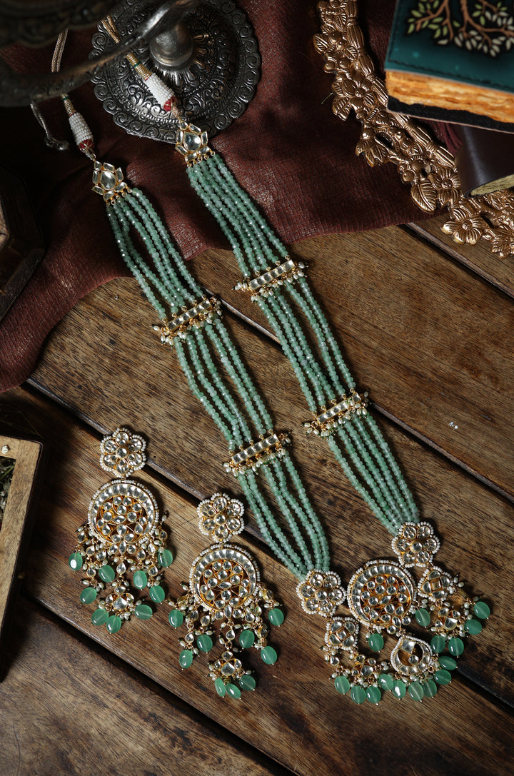 Zilmil Mint Kundan Necklace Set