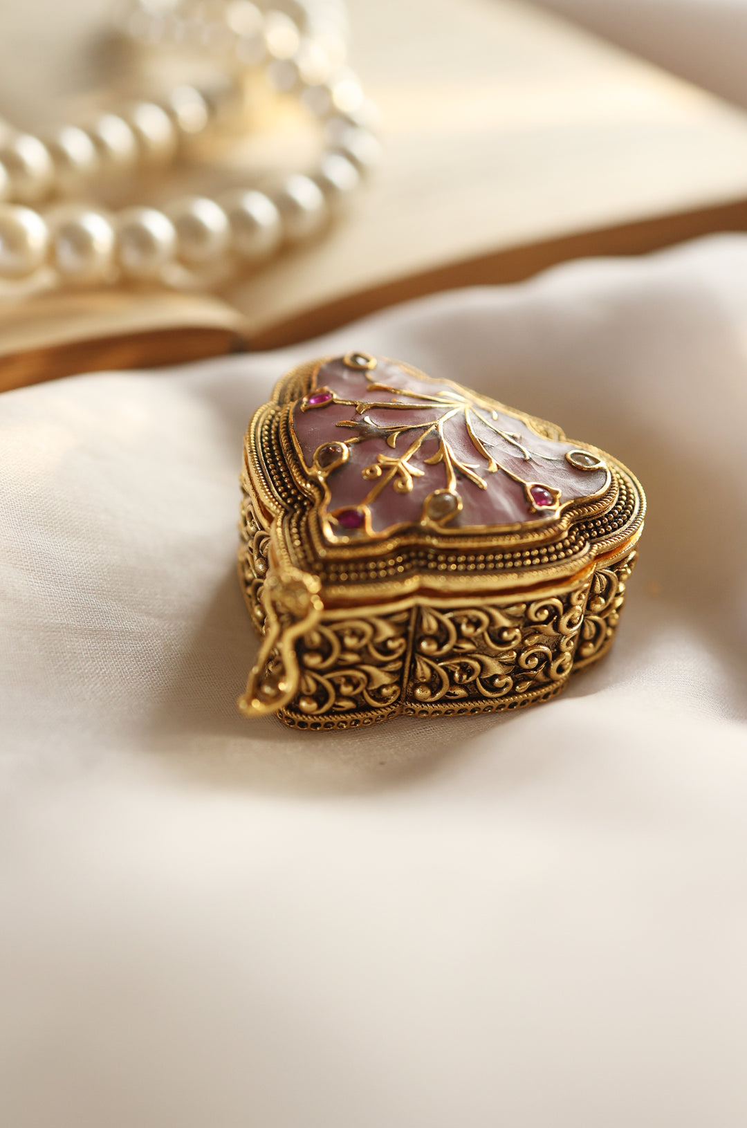 Vintage Pink Jade Trinket Box