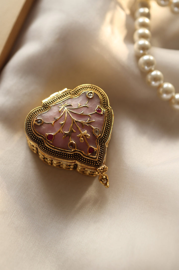 Vintage Pink Jade Trinket Box