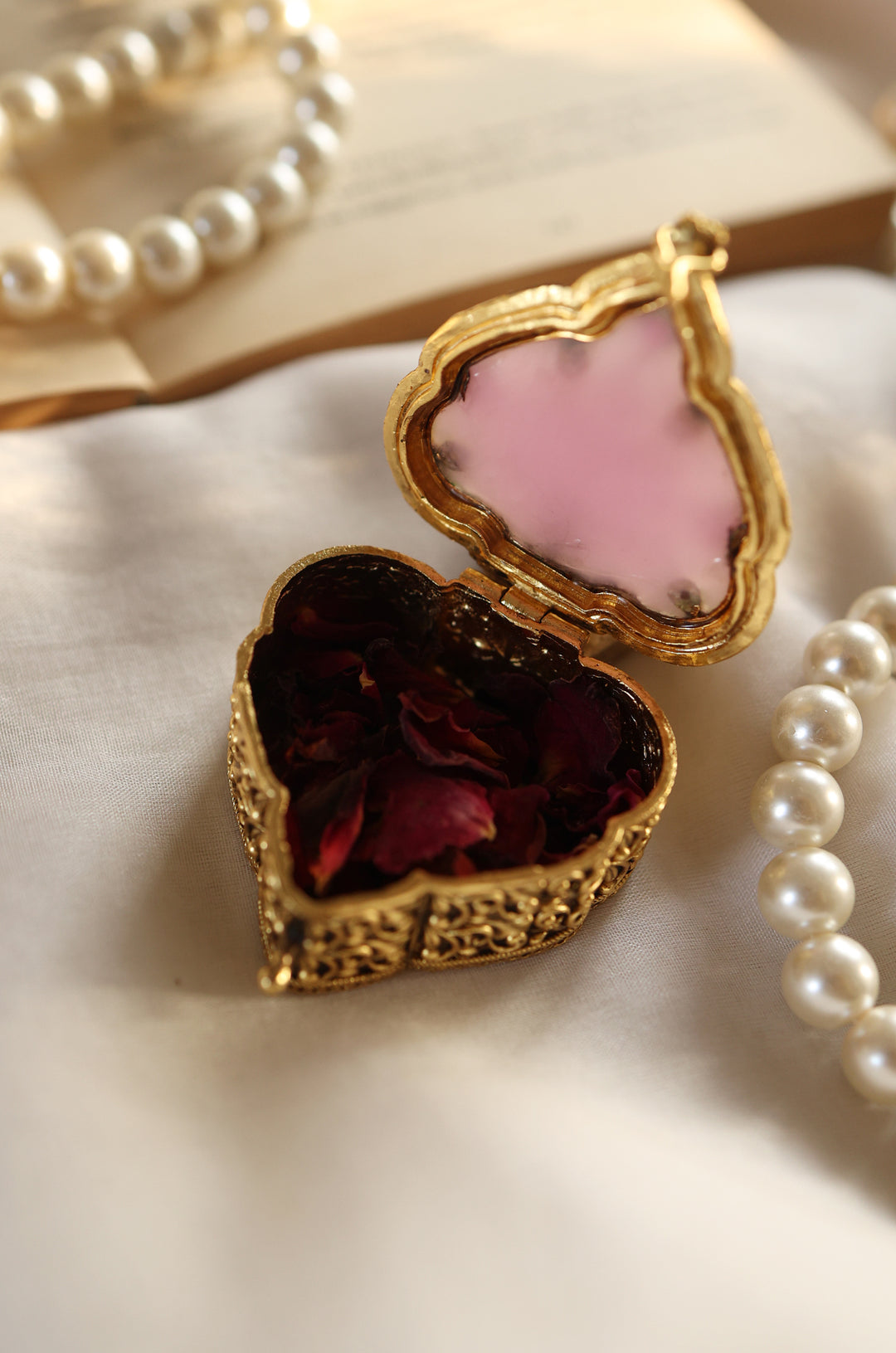 Vintage Pink Jade Trinket Box