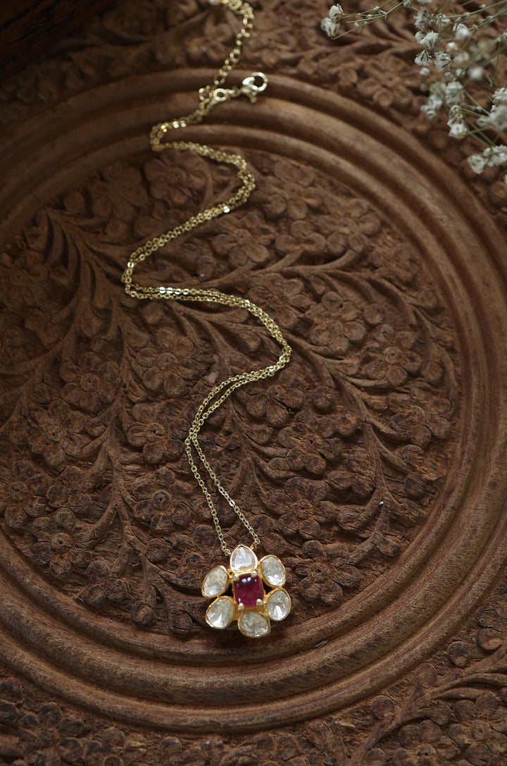 Sharvi Silver Polki Pendant Necklace