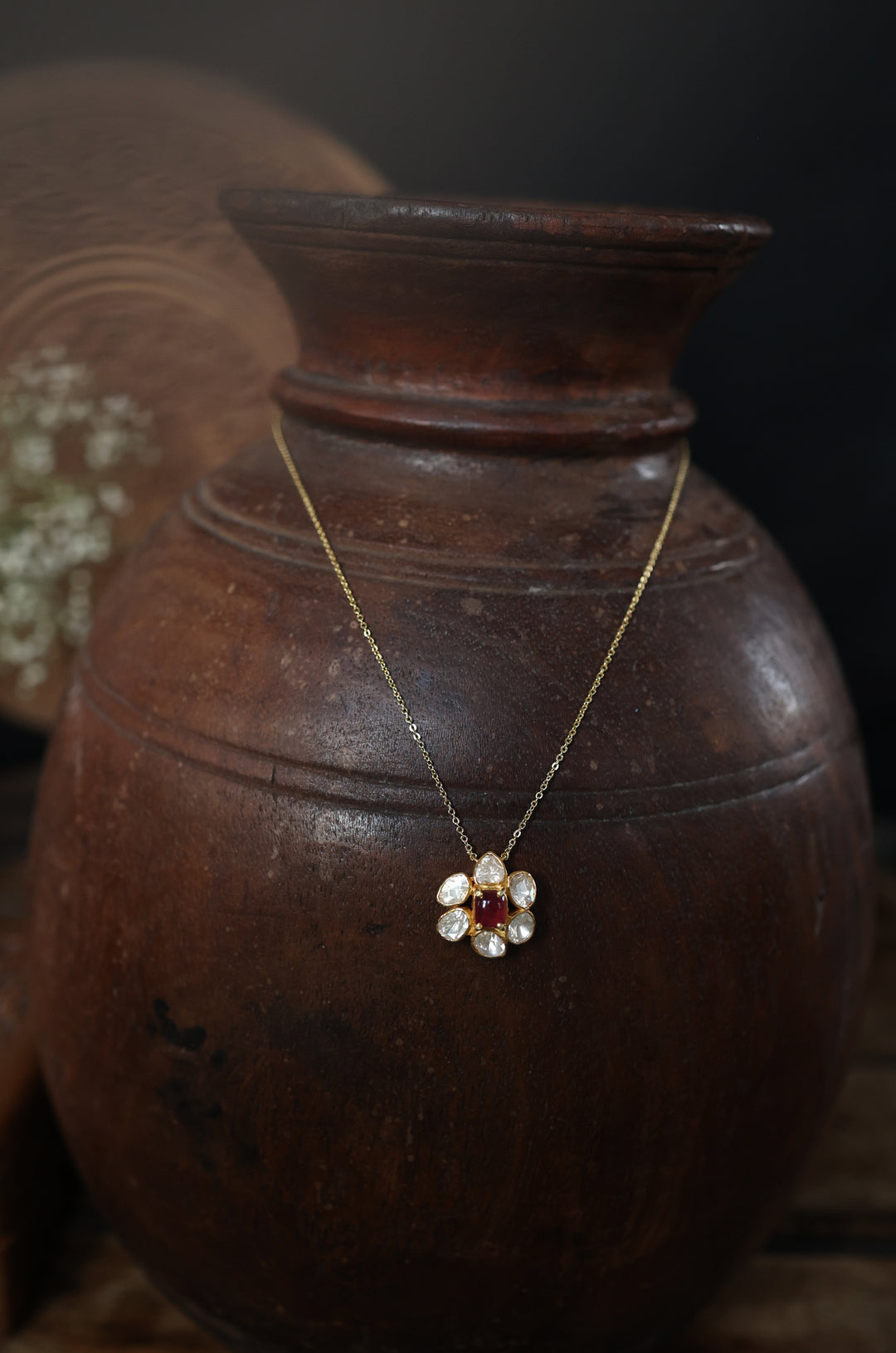 Sharvi Silver Polki Pendant Necklace