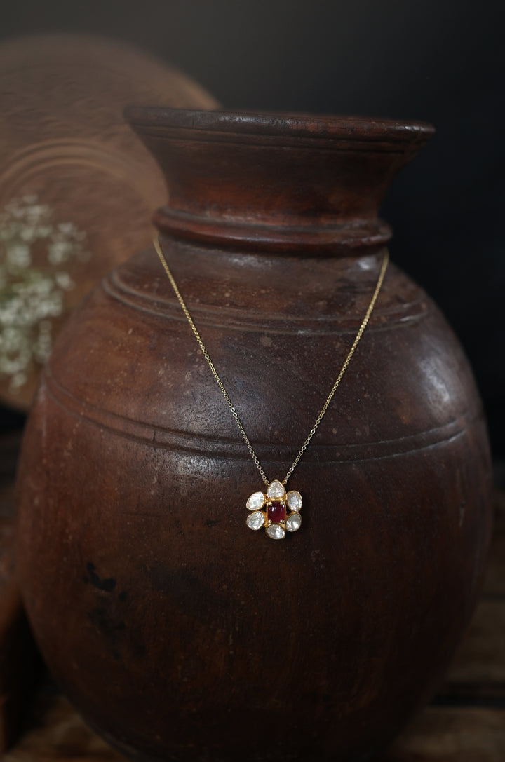 Sharvi Silver Polki Pendant Necklace