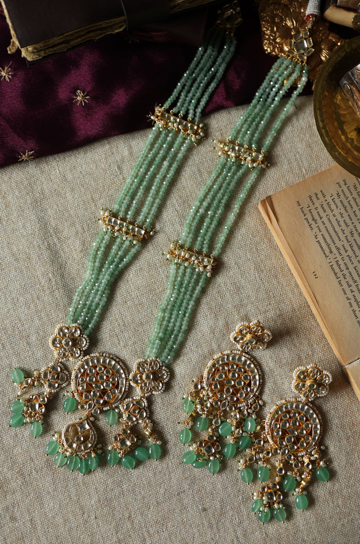 Zilmil Mint Kundan Necklace Set