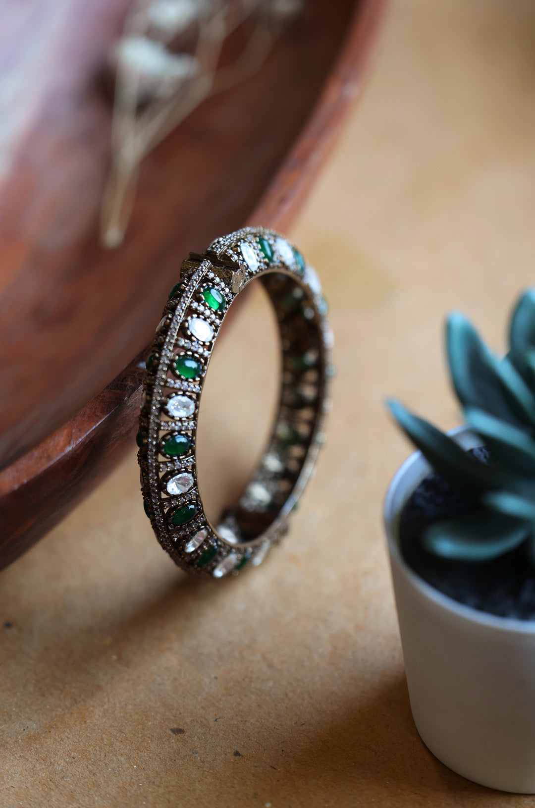 Manaswini Green Polki Bangle