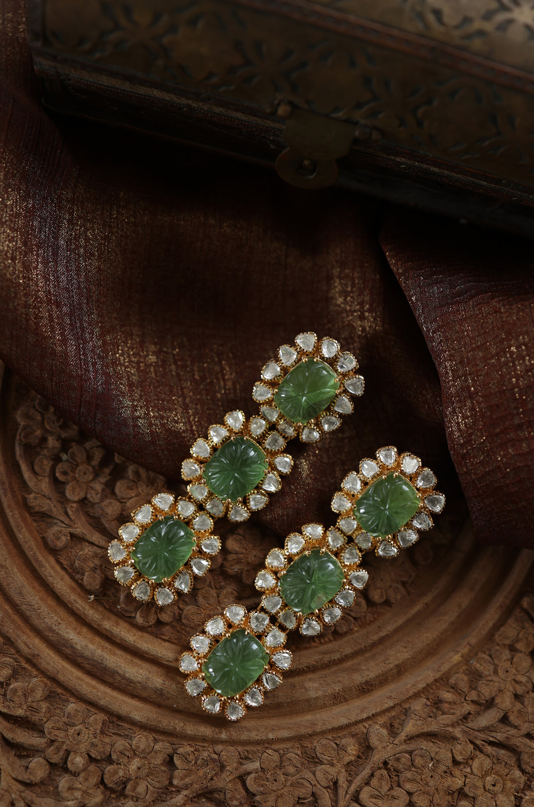 Eshe Mint Polki Silver Earrings