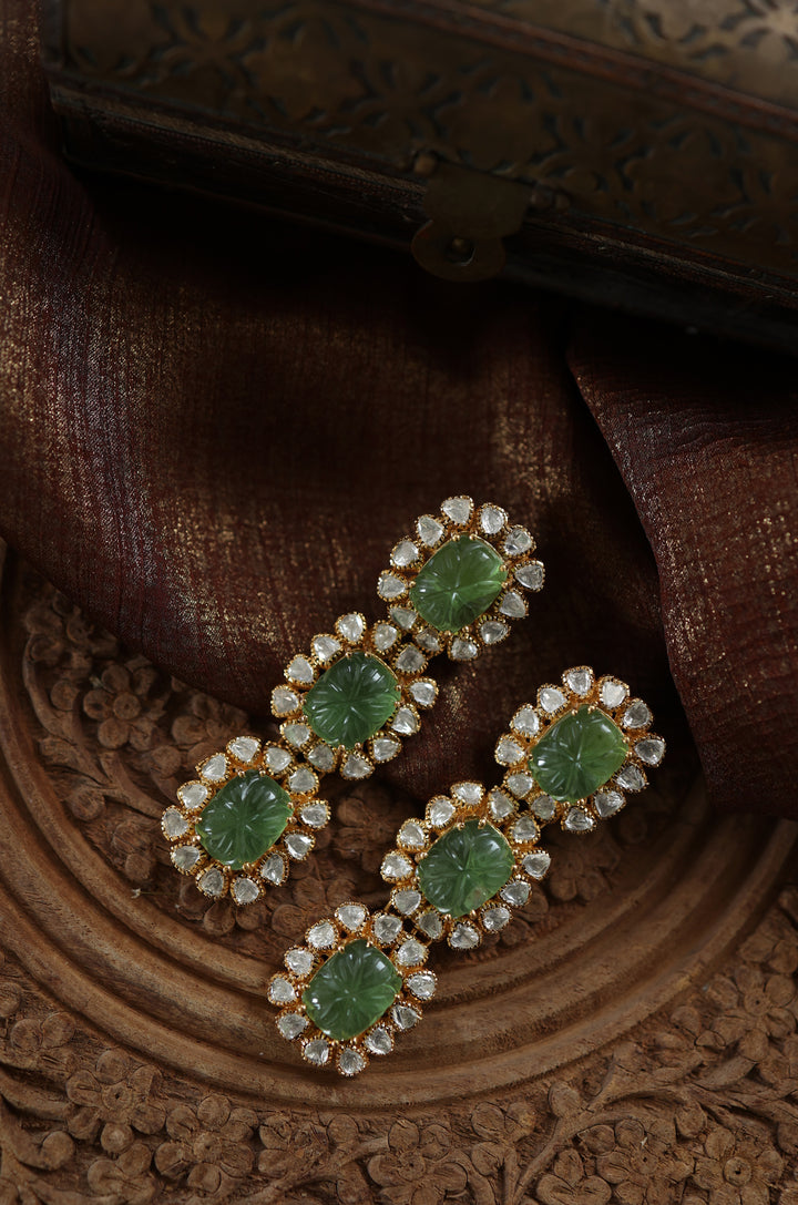 Eshe Mint Polki Silver Earrings