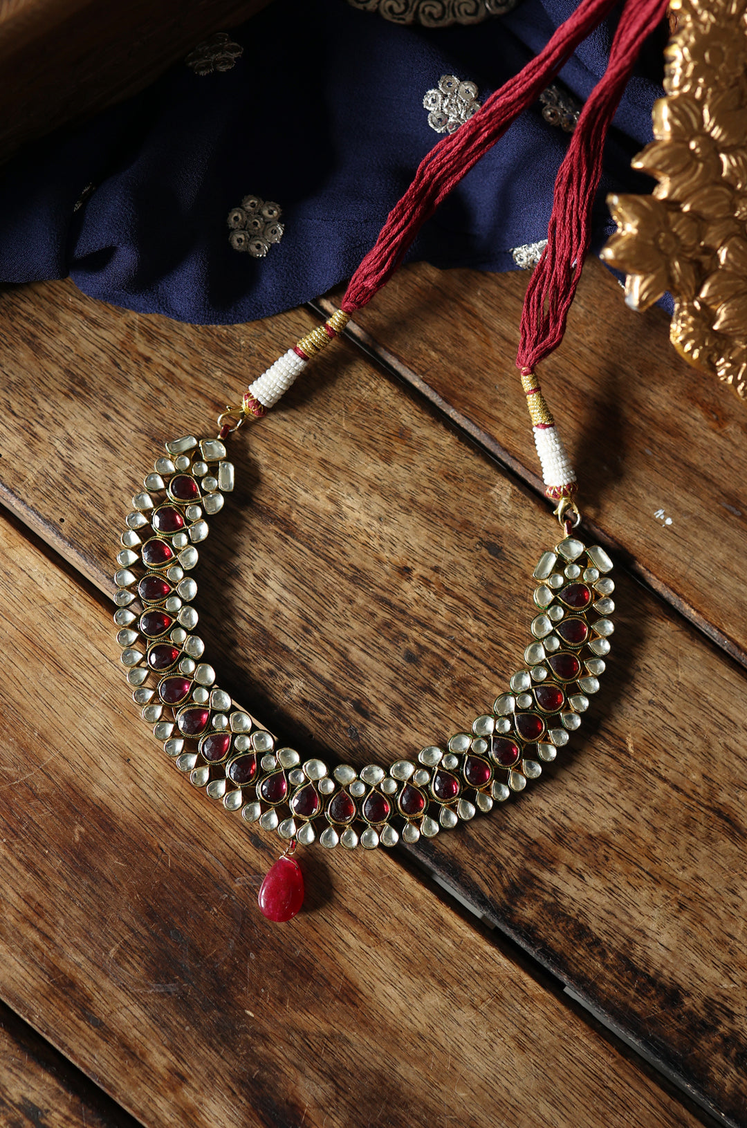 Indali Red Kundan Necklace