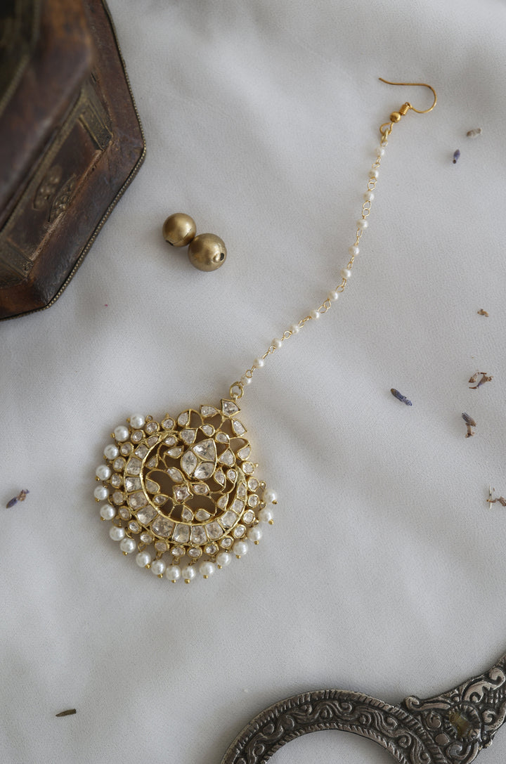 Jarul Polki Silver Maang Tikka