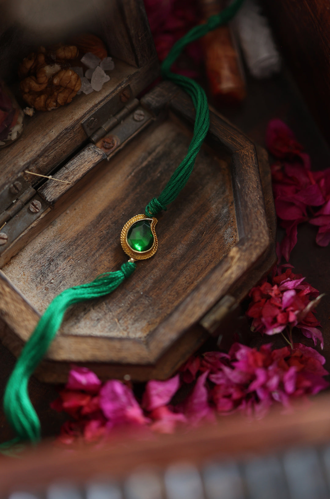 Prasit Gold Plated Emerald Rakhi