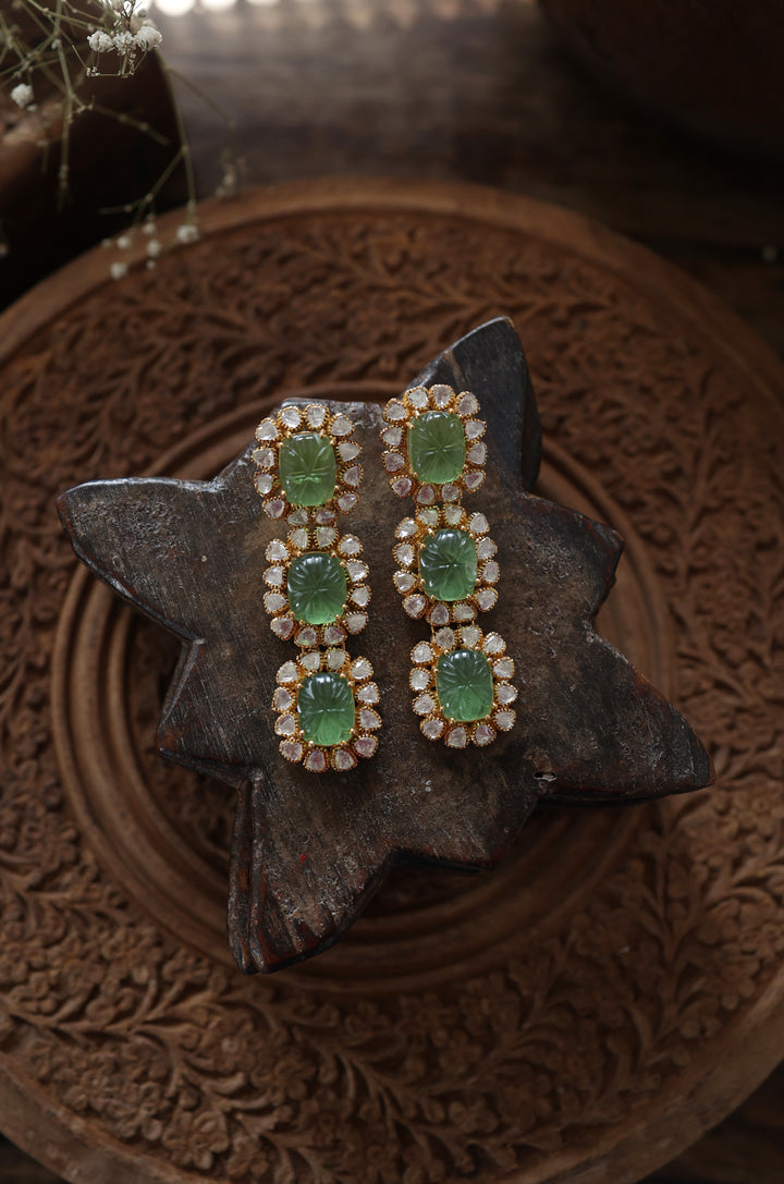 Eshe Mint Polki Silver Earrings
