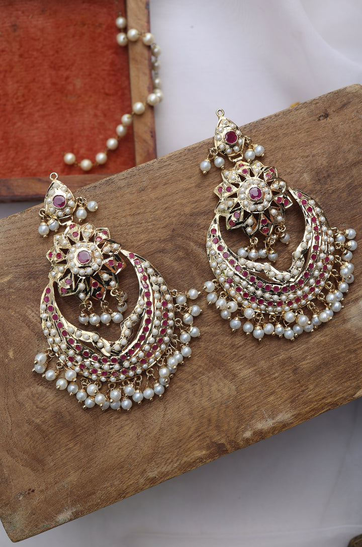 Janki Red Jadau Earrings
