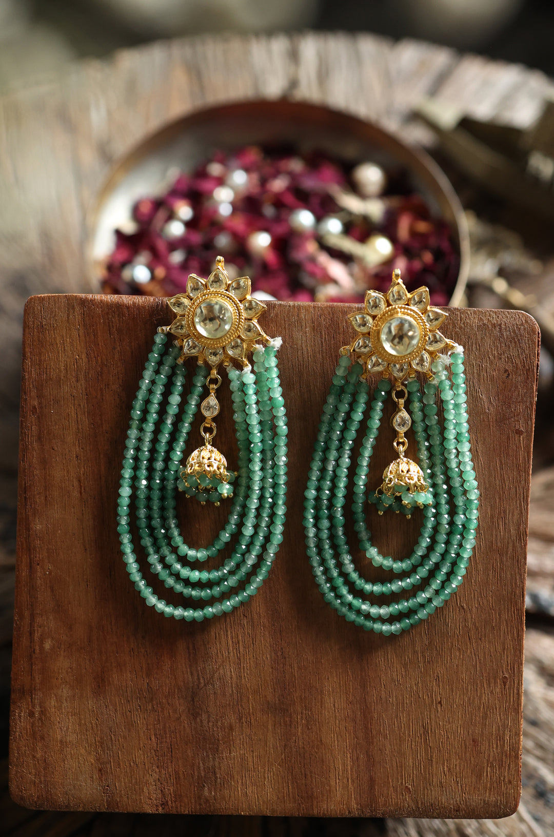 Pakhi Green Kundan Earrings