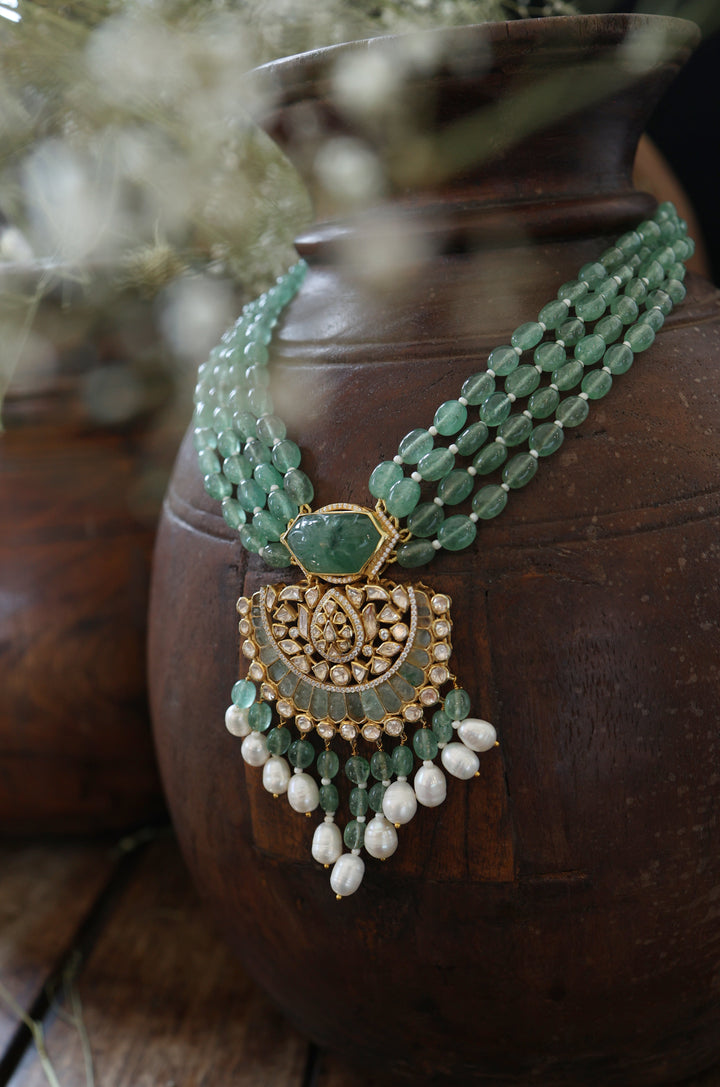 Amna Mint Silver Necklace Set
