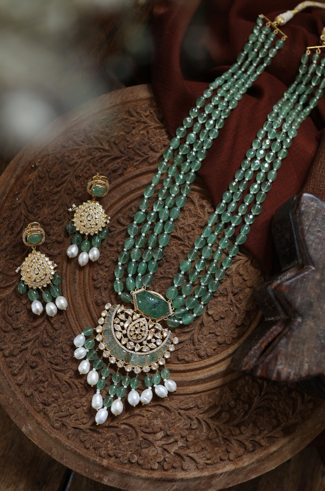 Amna Mint Silver Necklace Set