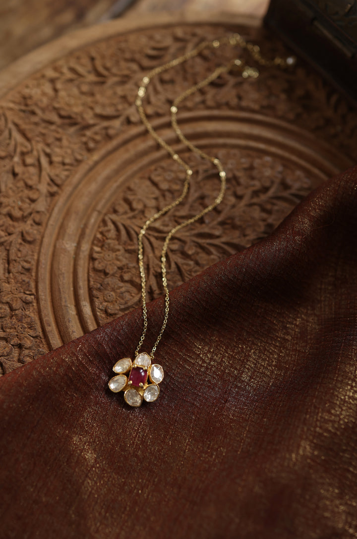 Sharvi Silver Polki Pendant Necklace