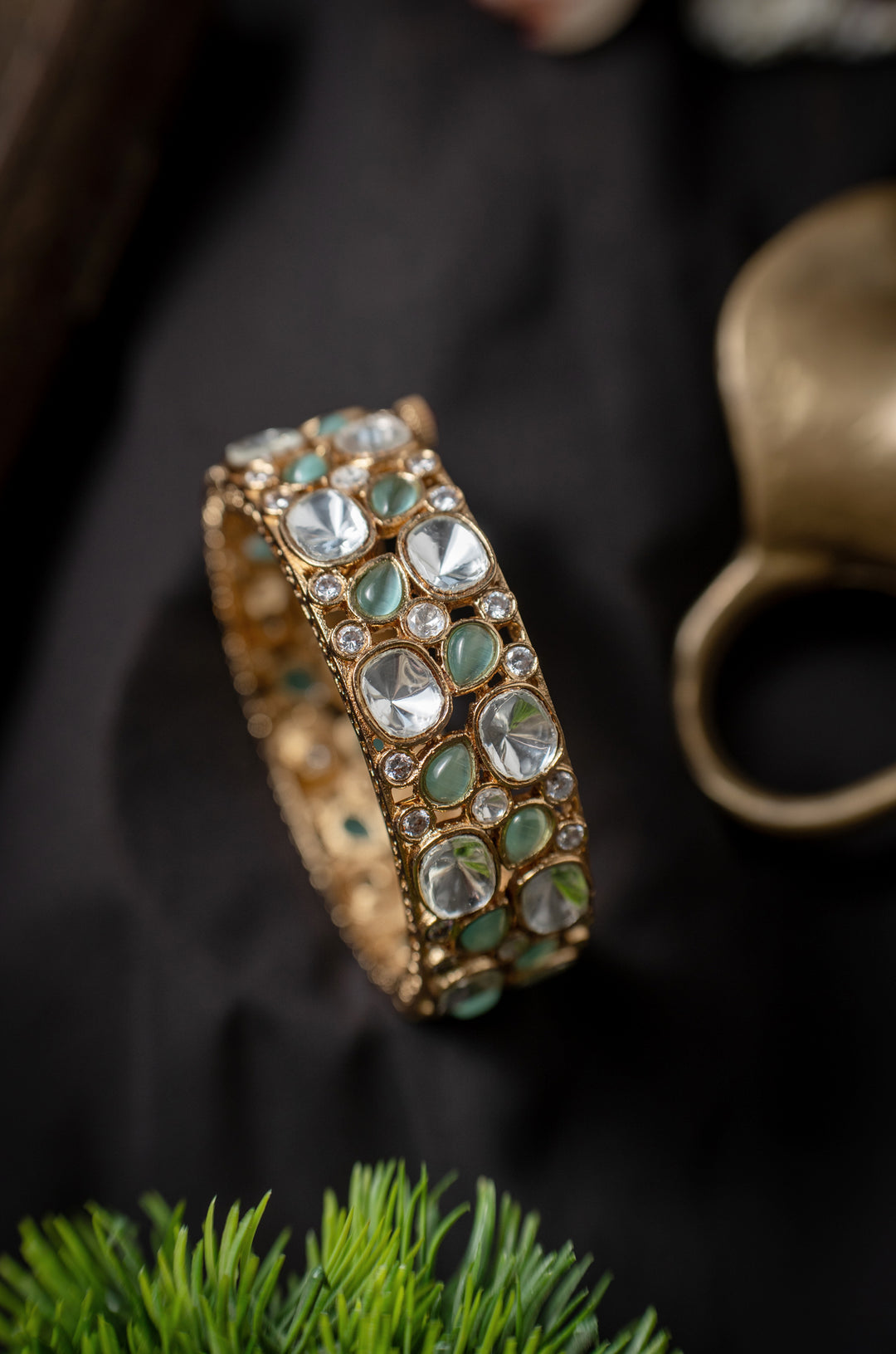 Zarina Mint Polki Bangle