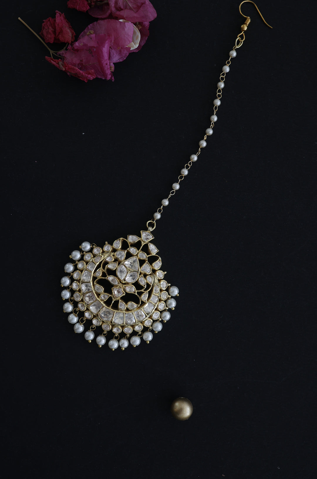 Jarul Polki Silver Maang Tikka