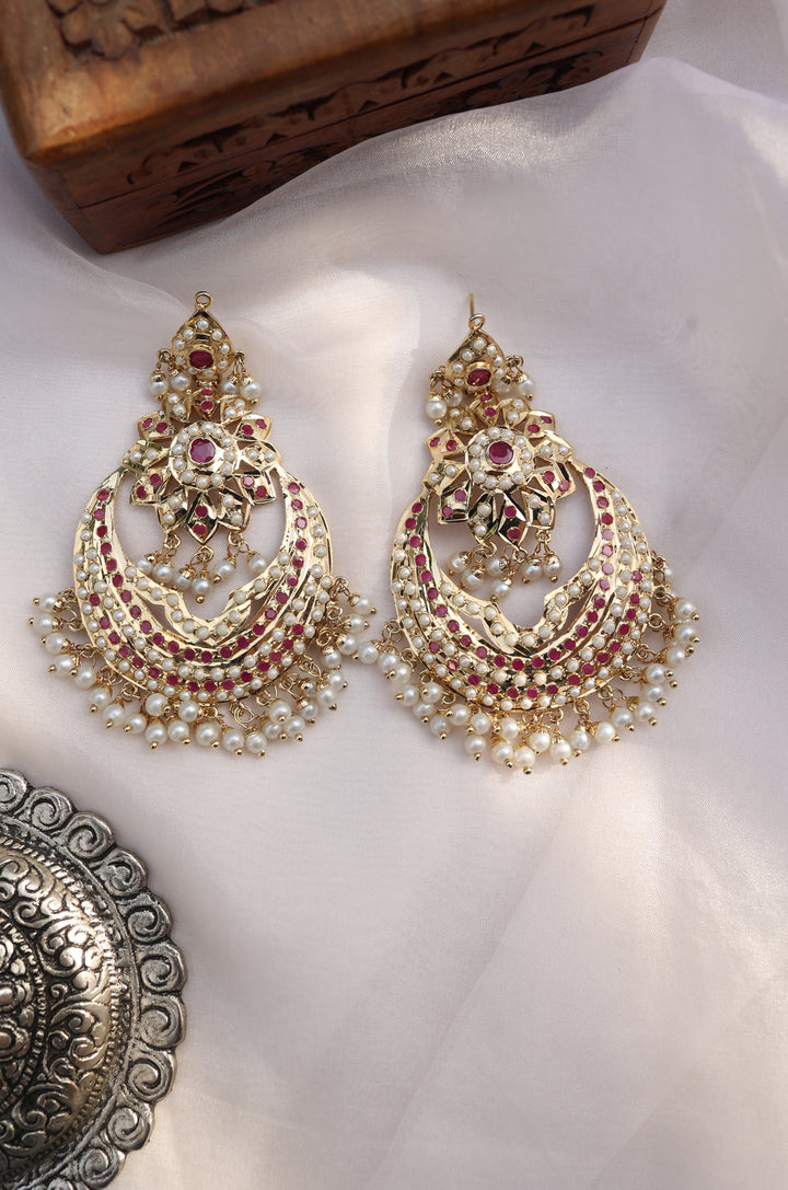 Janki Red Jadau Earrings