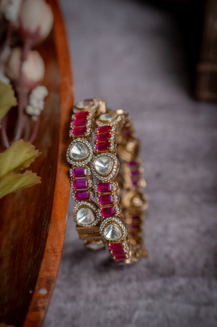 Aniya Pink Polki Bangles - Set of 2