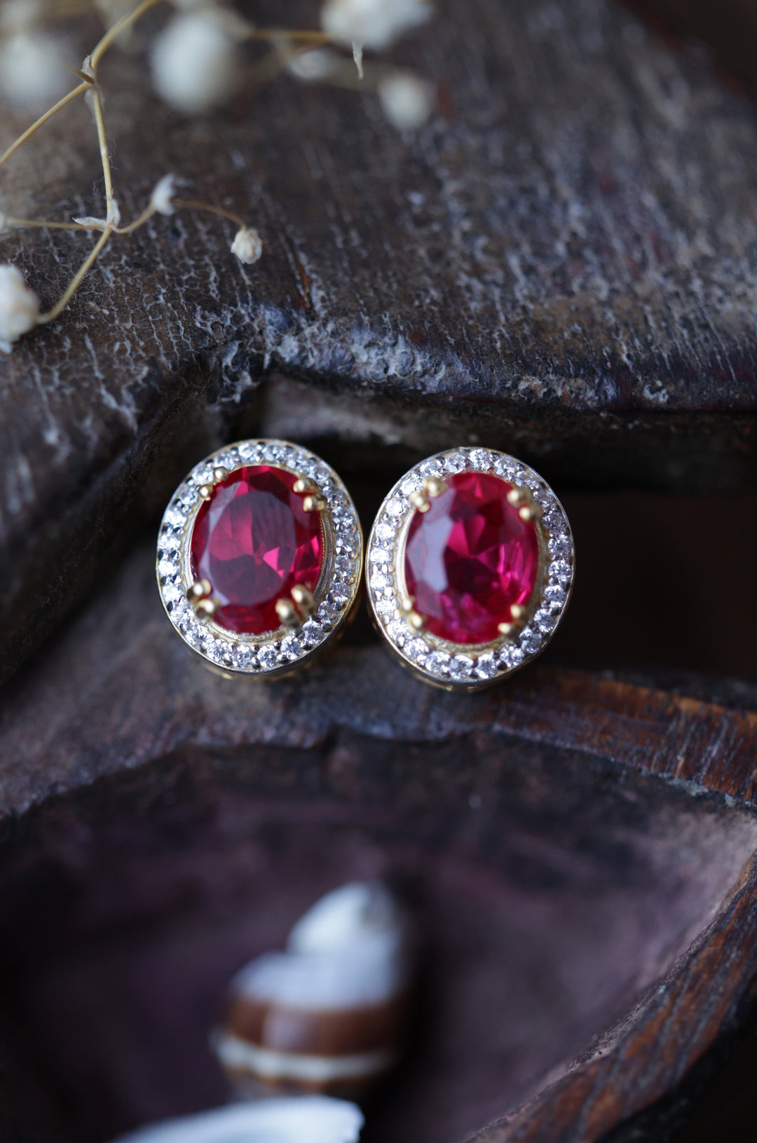 Rubica Silver Polki Red Studs
