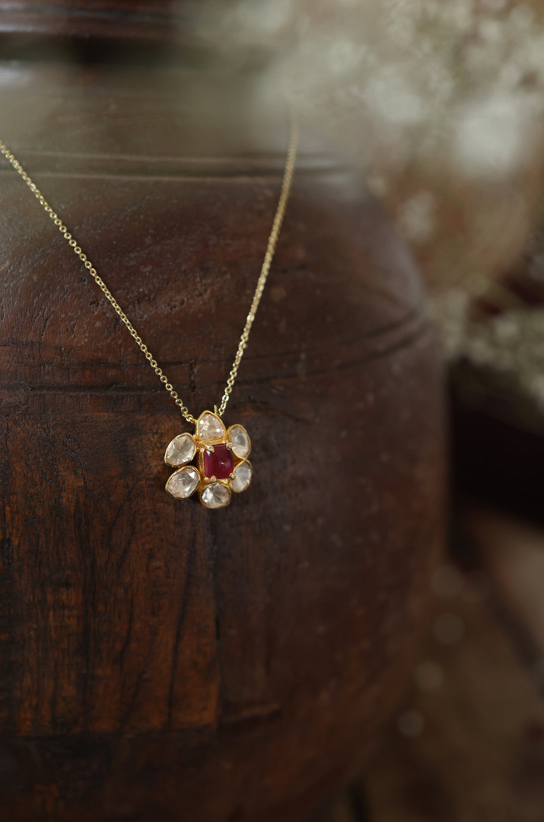 Sharvi Silver Polki Pendant Necklace