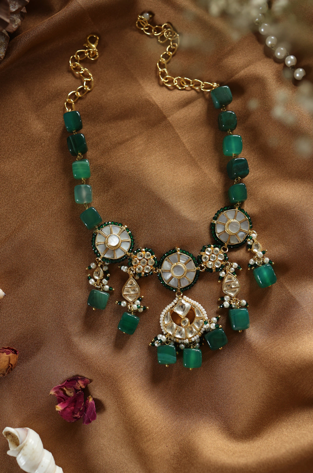Ruvika Green Kundan Necklace