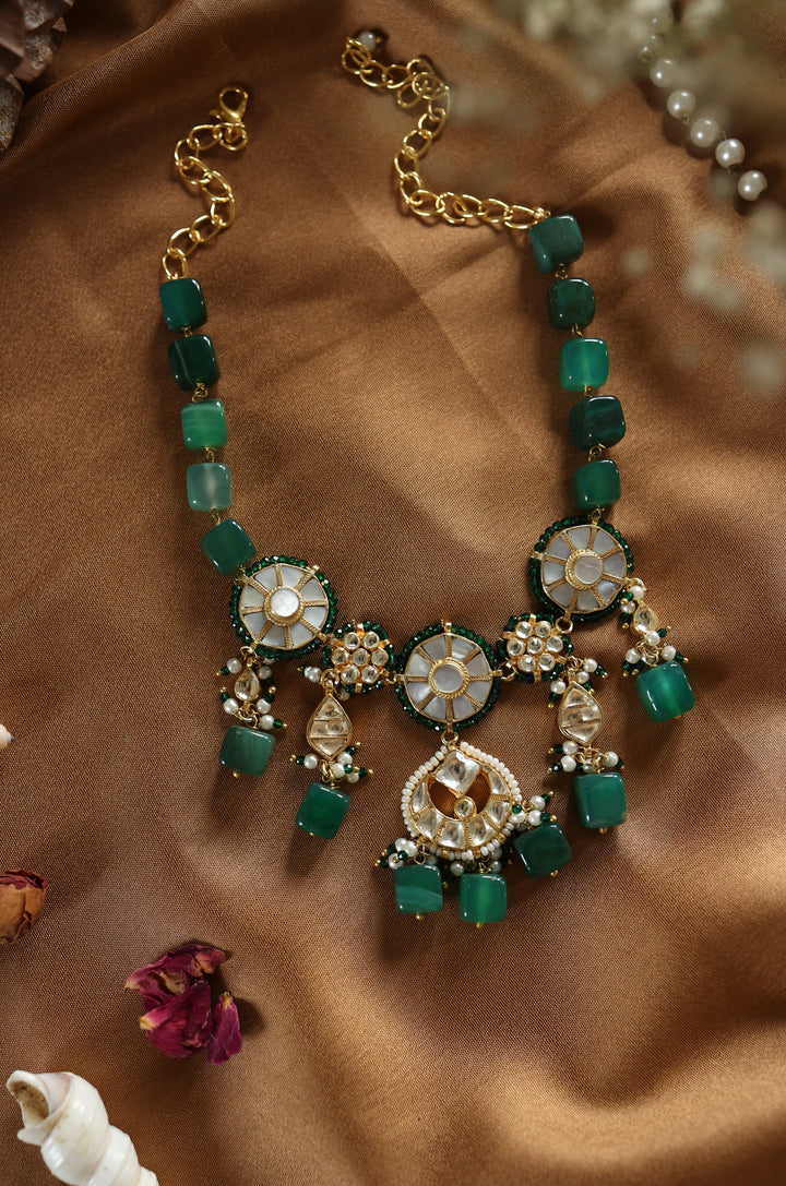 Ruvika Green Kundan Necklace
