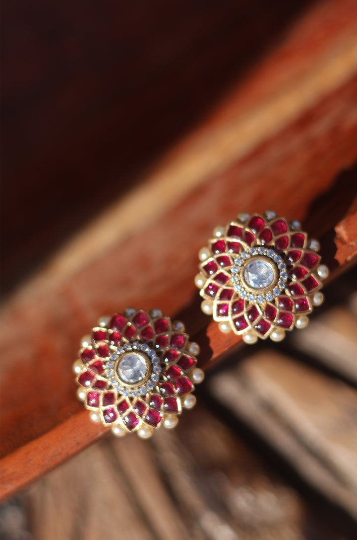 Meira Red Polki Studs