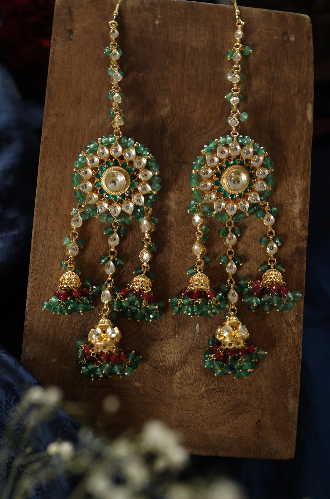 Ritvi Mint Green Kundan Jhumka Earrings