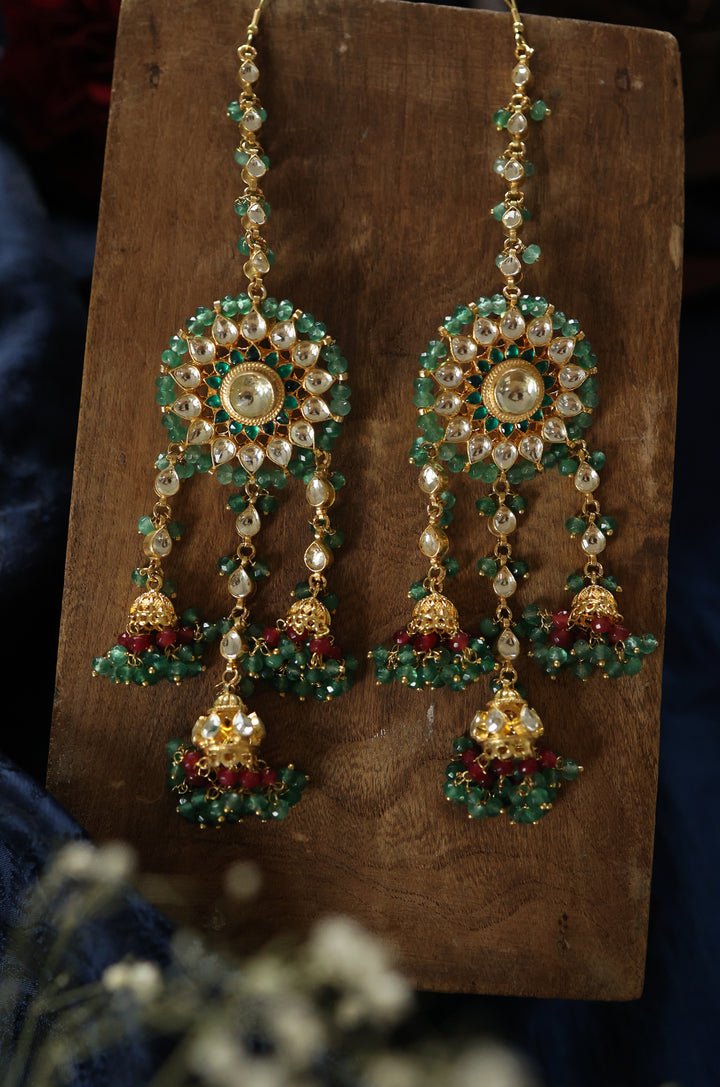 Ritvi Mint Green Kundan Jhumka Earrings