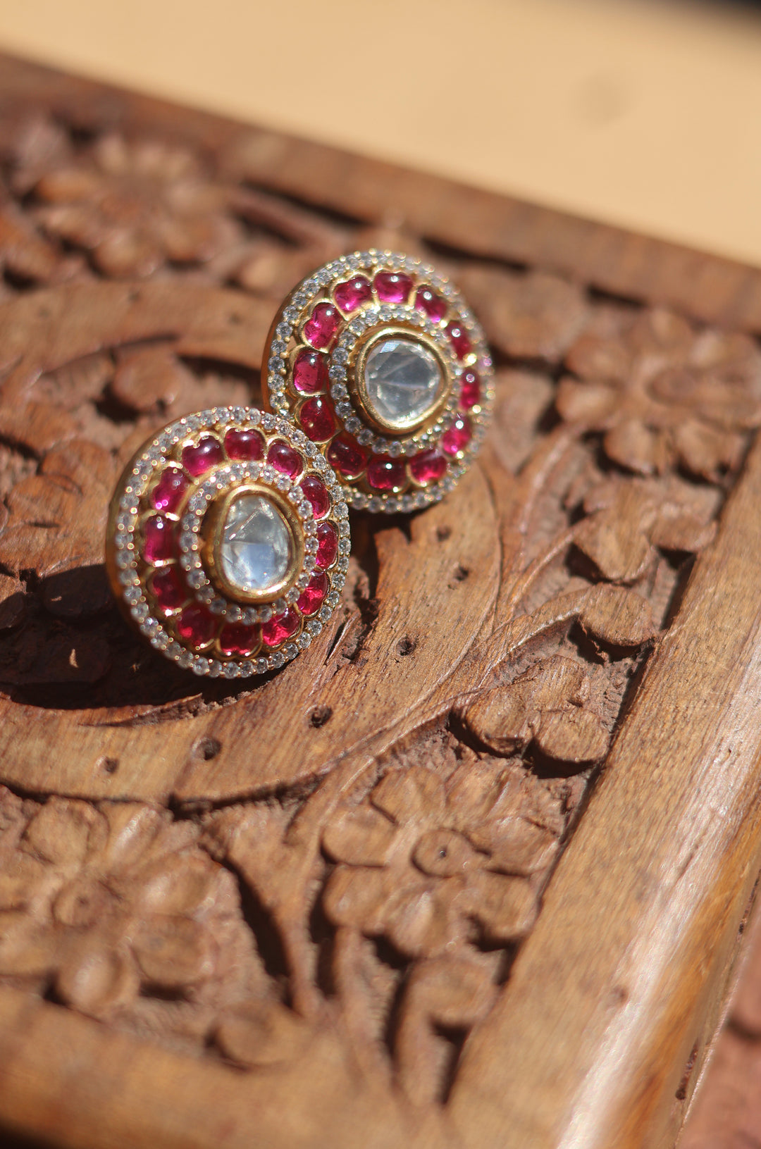 Ruhani Red Polki Studs