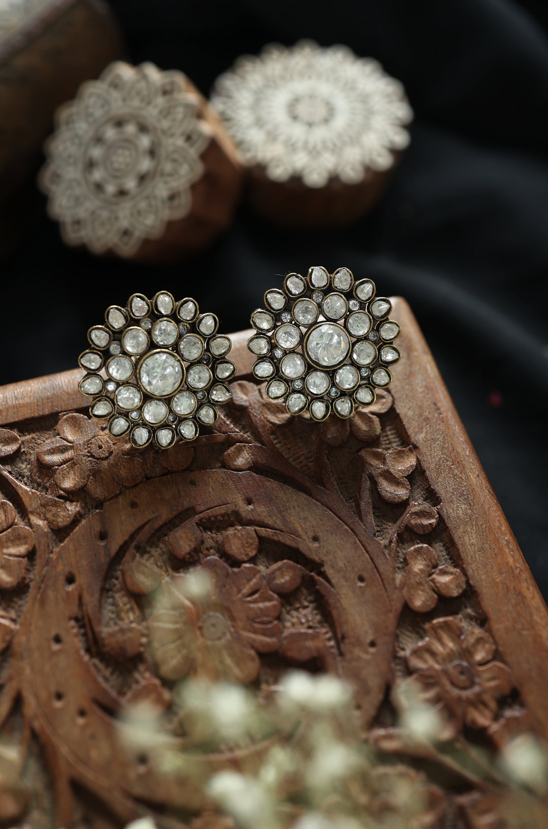 Rania Floral Polki Studs
