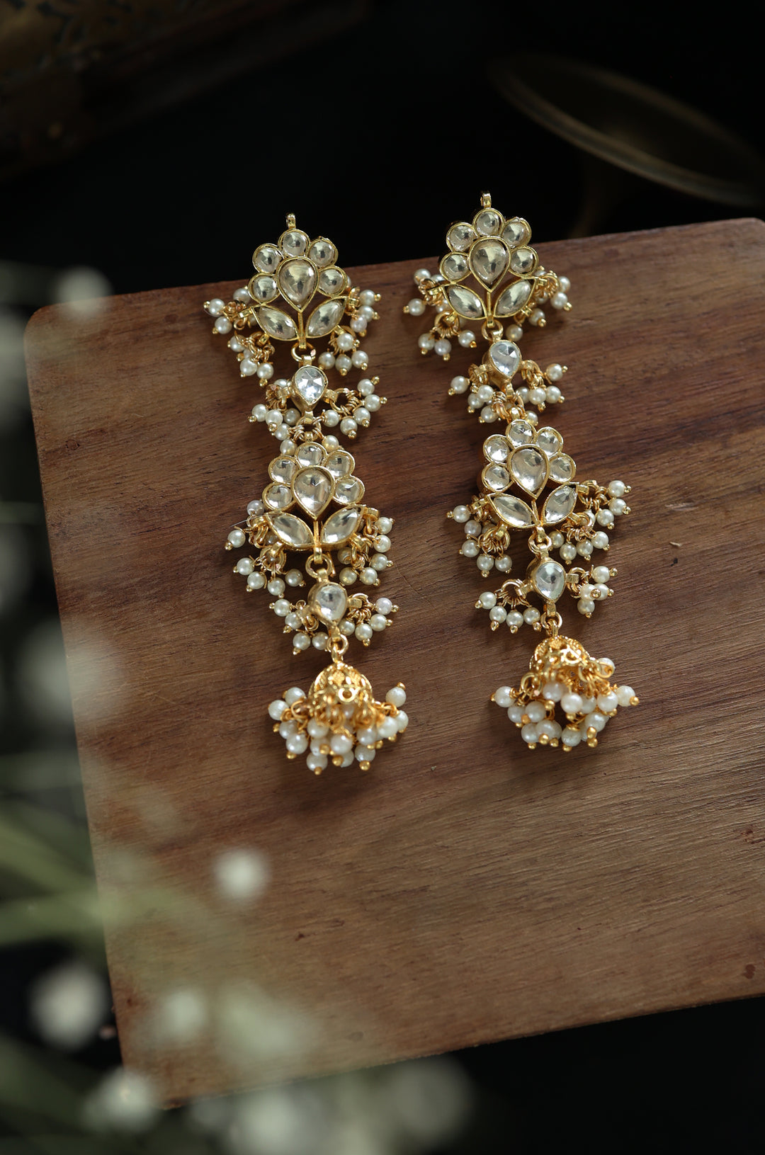 Reya Kundan Jhumka Earrings