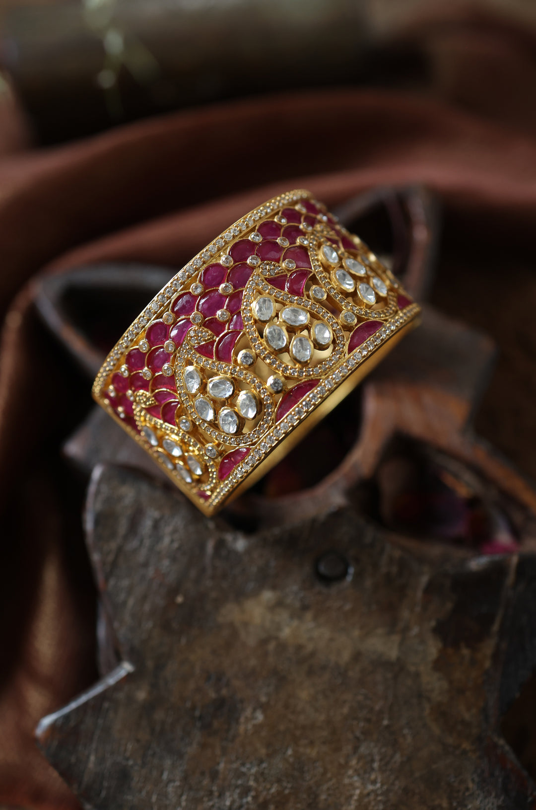 Vseca Polki Silver Bangle