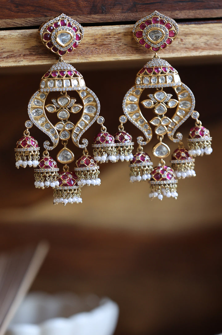 Vedika Red Polki Earrings