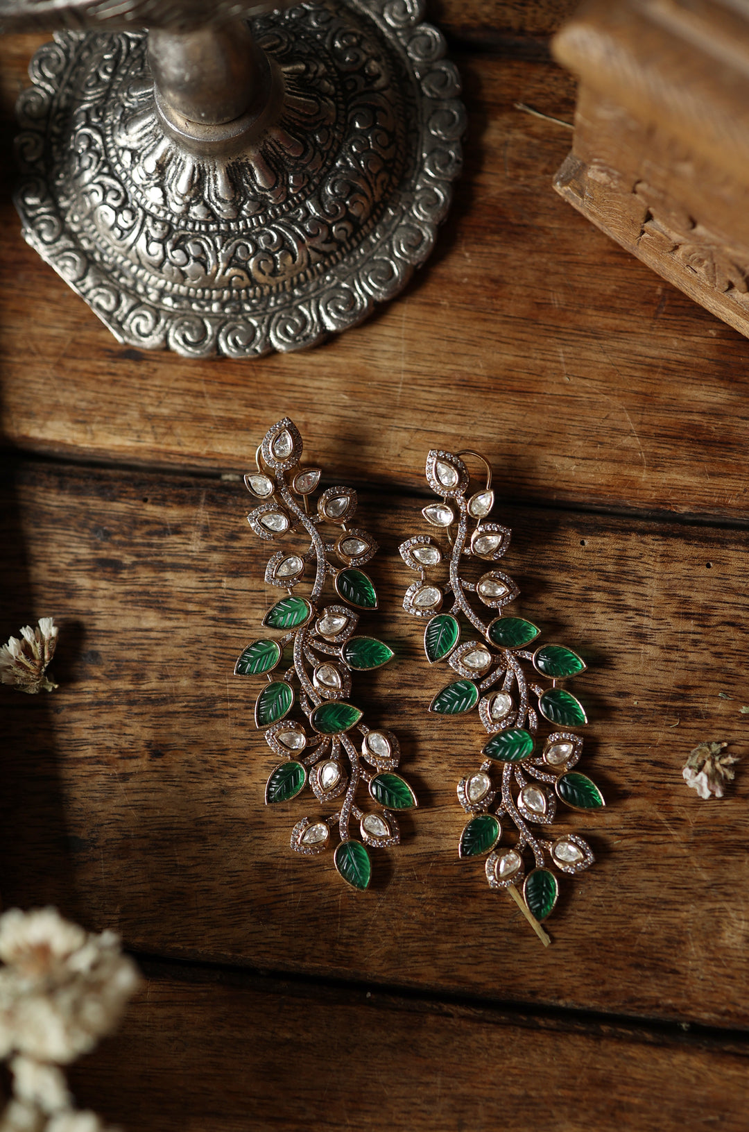 Gaurika Green Victorian Earrings