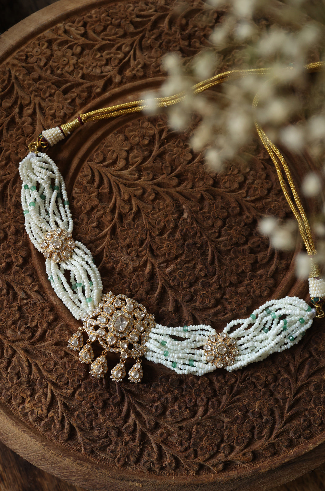 Jheer Polki Silver Necklace