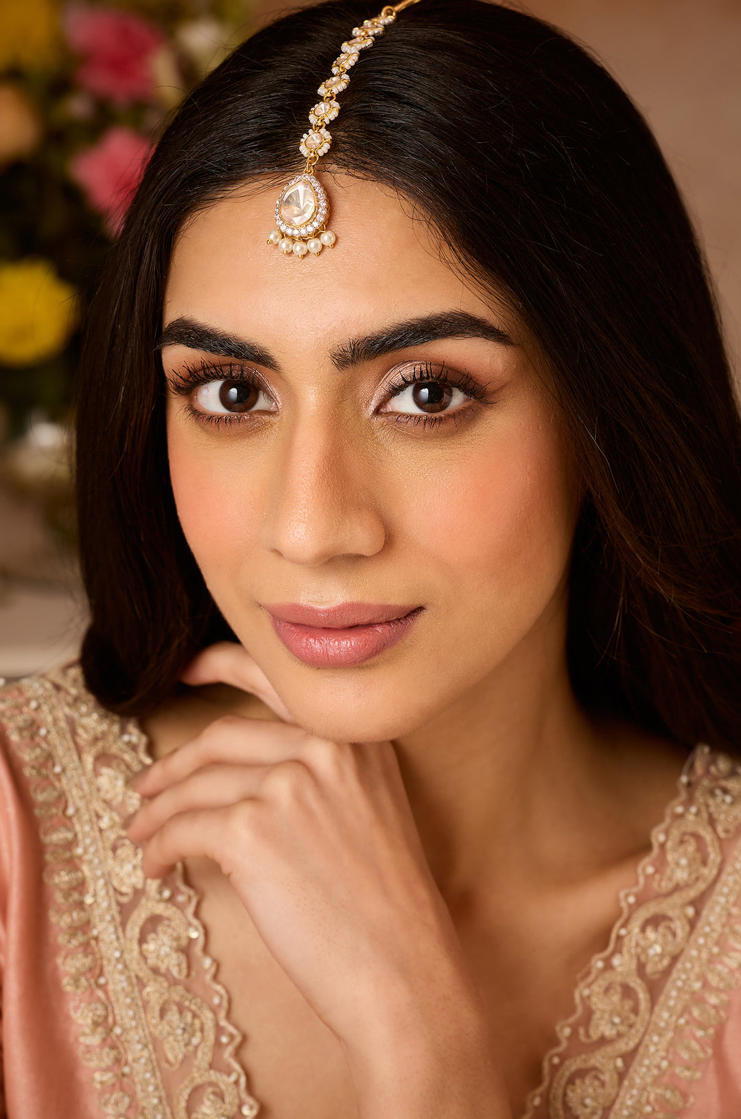 Amayra Silver Polki Maangtikka