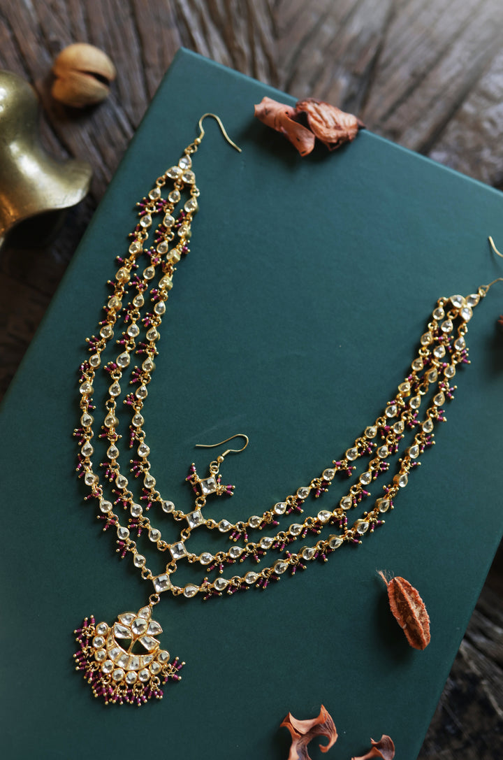 Siyara Pink Kundan Mathapatti